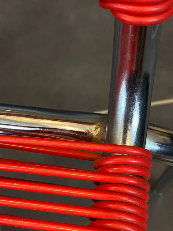 Vintage 1960 red chrome scoubidou or spaghetti chair – Dining chairs, Plastic (photo 12 of 20)