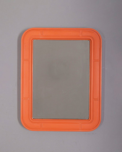 Vintage oranje wandspiegel van Carrara Matta, jaren 70.