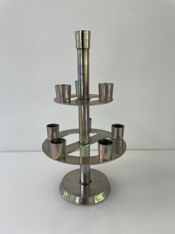 Image 1 of Kandelaar 9 kaarsen etagere metaal 30 cm