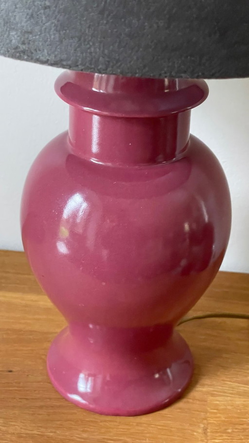 Lámpara de cerámica y terciopelo de los años 90