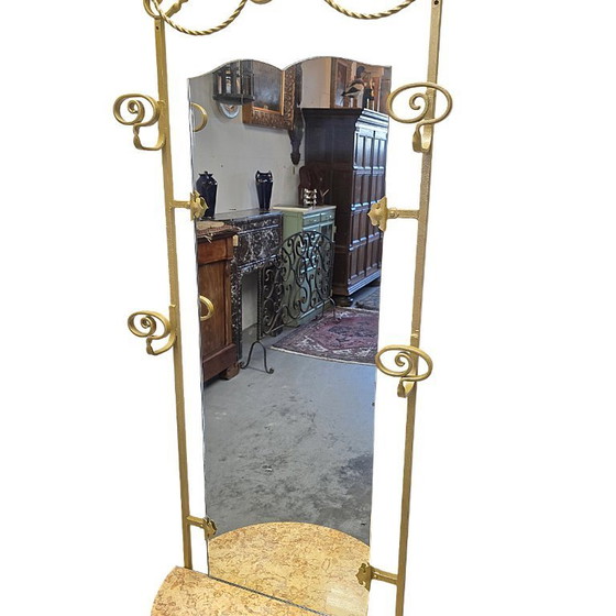 Image 1 of Console murale française vintage avec miroir, milieu du XXe siècle