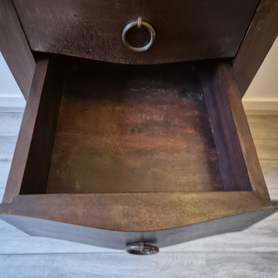 Image 1 of Smalle donkere houten ladekast / sieradenkast met 7 lades – vintage stijl