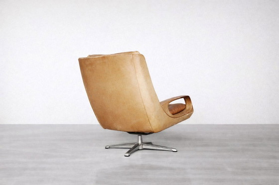 Image 1 of Vintage Mid-Century German Modern Leather Swivel Chairs by Carl Straub, 1950s, Set of 2