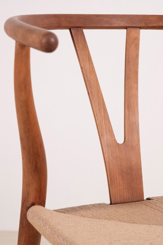 Image 1 of 1x Fauteuil Wishbone CH24 de Hans J. Wegner en hêtre, années 1960