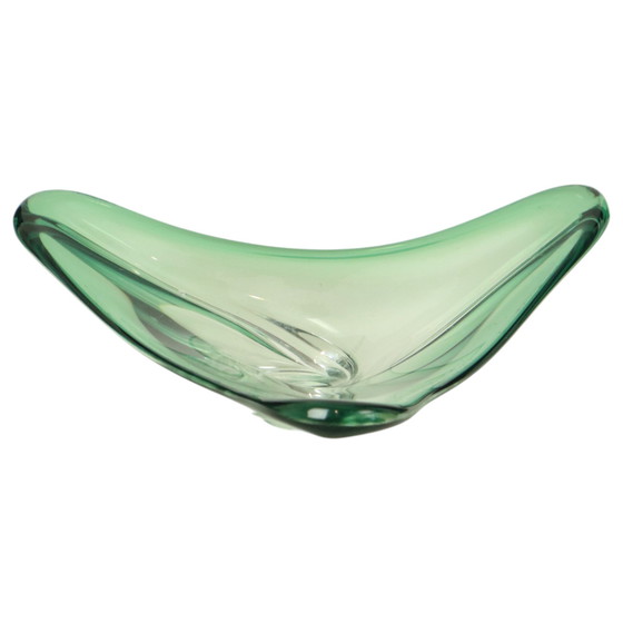 Image 1 of Coupe en cristal vert Val Saint Lambert