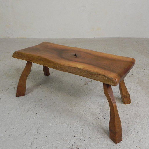 Vintage wooden side table, tree trunk stool, 1960s