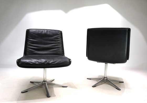Image 1 of Wilkhahn Delta 2er Set Konferenzstühle / Esszimmerstühle aus Leder von Delta, 1960