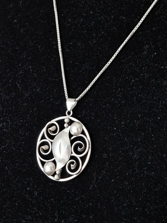 C. Brumberg Hansen Dinamarca - Gran colgante de plata con collar - años 50 – Objetos decorativos, Silver (photo 5 of 9)