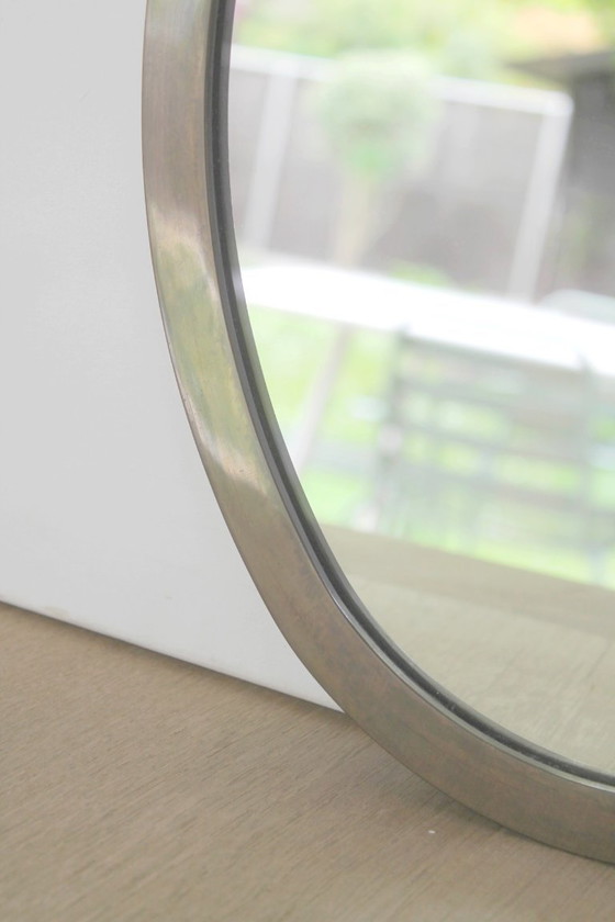 Image 1 of Specchio da parete ovale, cornice in bronzo fuso, stile vintage anni '80