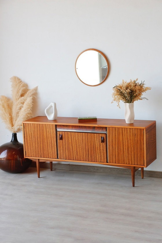 Image 1 of Zebrano Scandinavisch dressoir - Vintage jaren 60 buffet