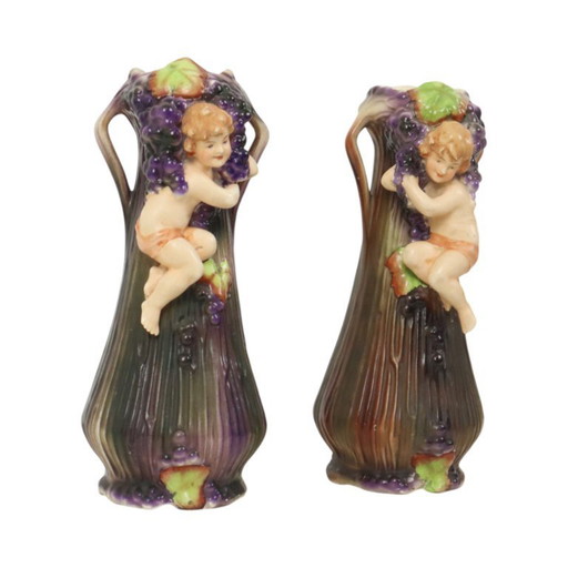 Art Nouveau Vases Putti Cherub