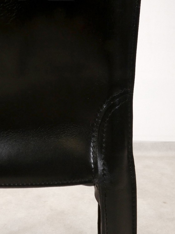 Cassina Cab 412 Stühle - schwarzes Leder, Esszimmerstühle, Vintage (Foto 13 von 15)