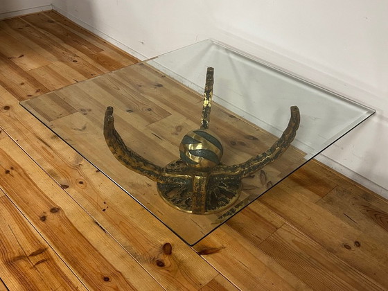 Brutalist Coffee Table "Octo" Henri Fernandez 1970 – Bronze, Glass (photo 10 of 15)