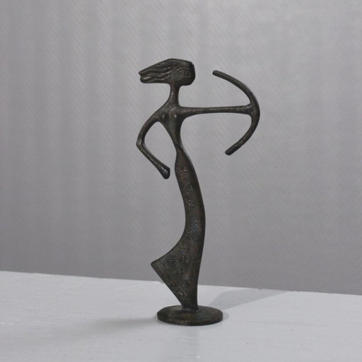 Sculpture CH Sklavenitis & D. Konidaris « Artémis » en bronze patiné Grèce années 1960