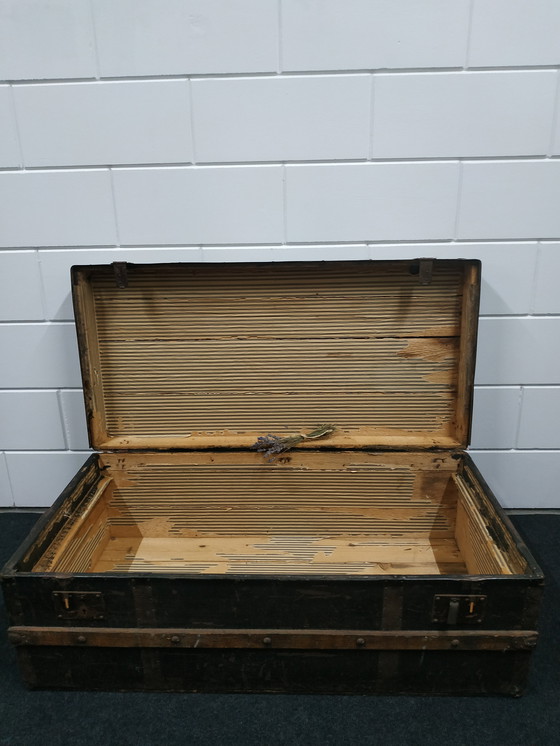 Image 1 of Original Antique Travel Cabin Case Metal/Wood