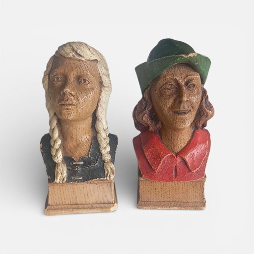 Tijl et Nele Uilenspiegel – Serre-livres (2) – Arbopanda – Fabriqué en Belgique – env. 1960-1970