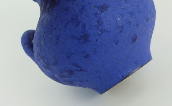 Image 1 of Mid Century Vase Hartwig Heyne Hoy Fat Lava Intense Blue
