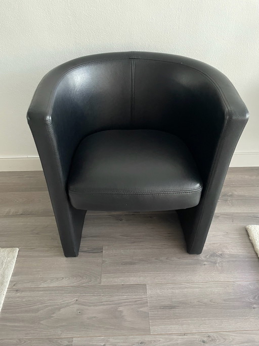 Fauteuils club vintage noirs 2 pièces