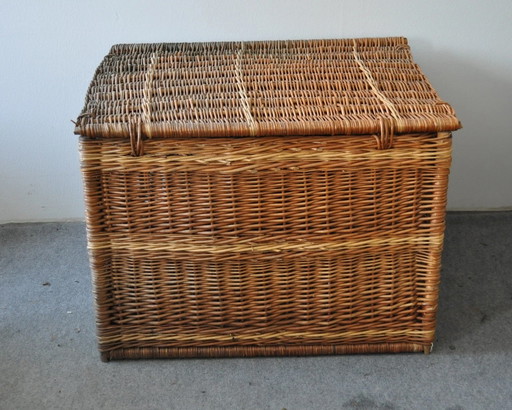 Grand Panier Vintage avec Couvercle, Années 1940