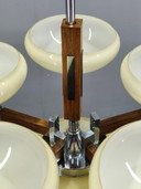Lampadario Art Déco in cromo e noce, Cecoslovacchia, anni '30