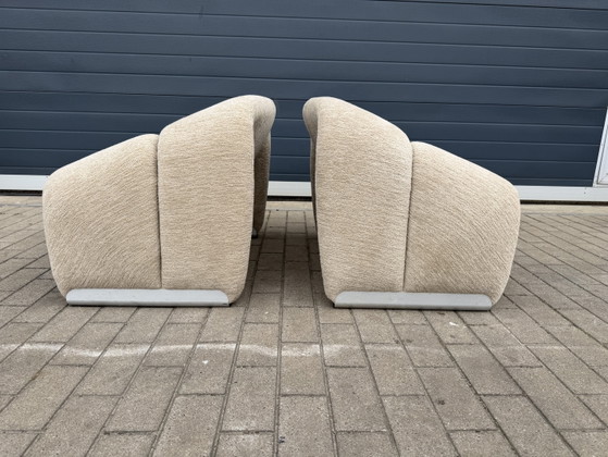 Image 1 of 2 sillones Artifort F598 Groovy en perfecto estado!! Tela Chenille Igor (Sable) de Pierre Paulin y Pierre Frey.