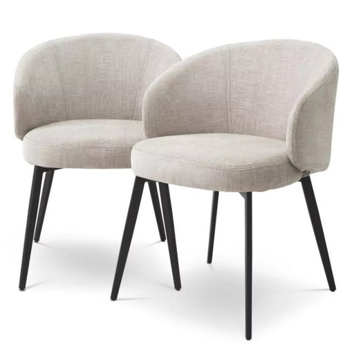 EICHHOLTZ Eetkamerstoel 'Lloyd' met arm set van 2 - Sisley beige