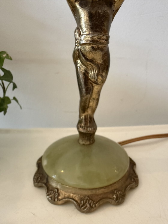 Image 1 of Brass table lamp with onyx base