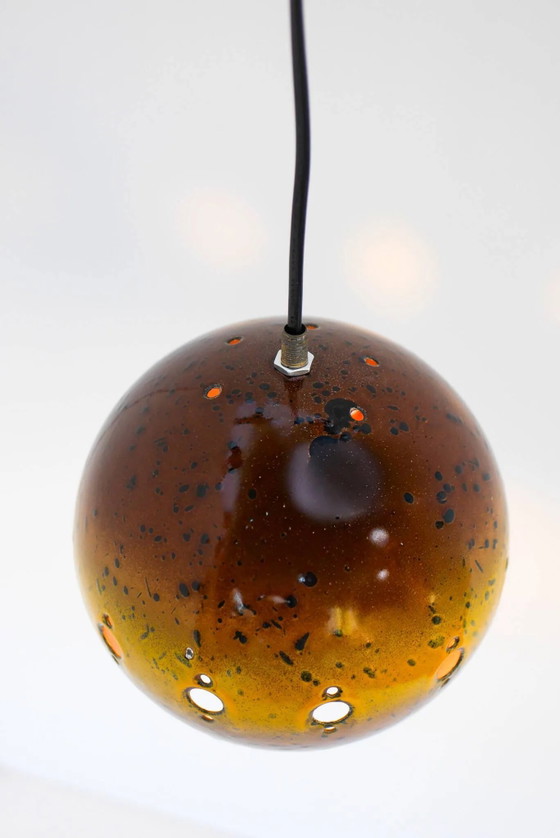 Image 1 of Suspension vintage émaillée attribuée à Hustadt Leuchten, années 1970