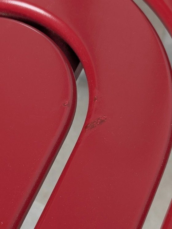 Image 1 of Sedie postmoderne in cromo e legno rosso, set di 4, anni '80