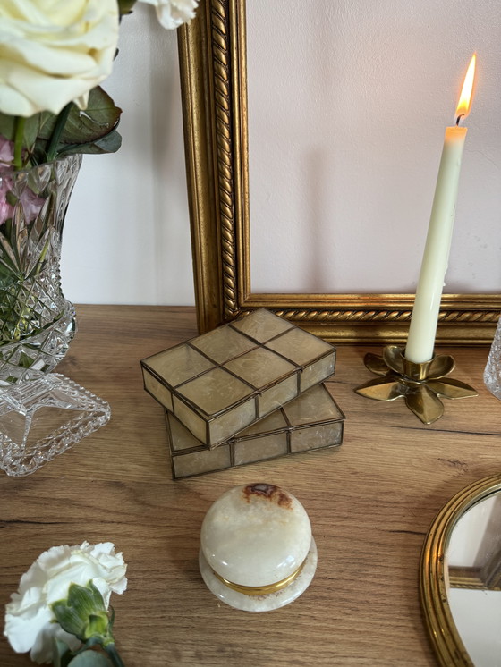 Image 1 of Scatola vintage in ottone e onice