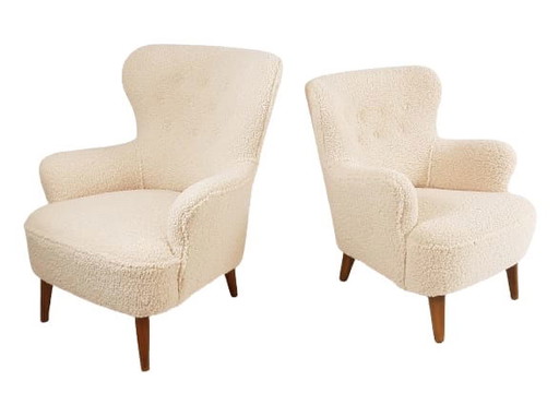 2 x Poltrone Artifort in tessuto teddy modello da uomo e modello danese