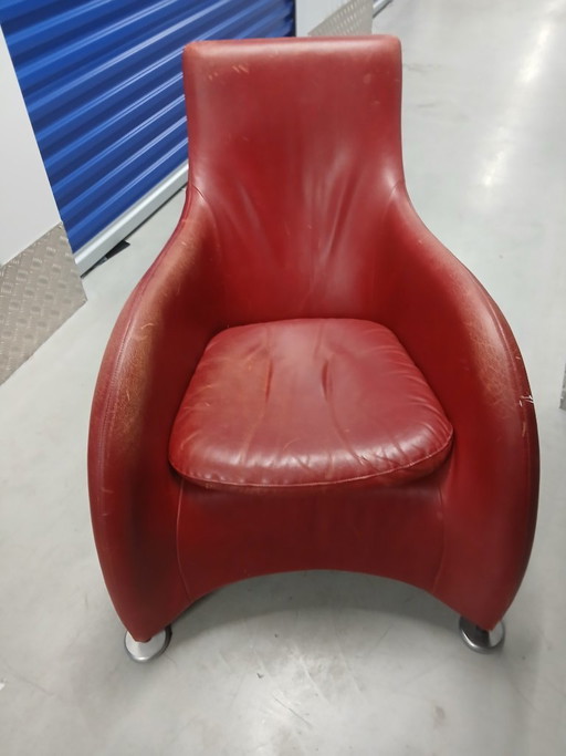 Classico del design: poltrona Montis Loge – Pelle rossa – Gerard van den Berg – fauteuils, Leather