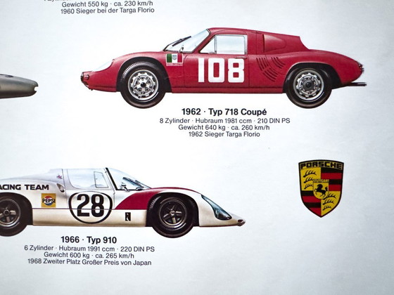Image 1 of 🏁 Voitures de course Porsche 1953–1974 – 1974 – Affiche originale de Ken Rush | 102 × 76 cm | Allemagne