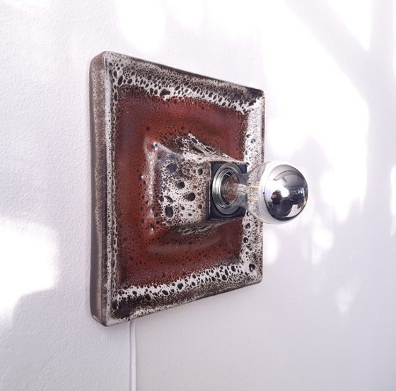 Image 1 of 1 of 5 Ceramic earthenware vintage wall lamps in brown tones, West Germany fat lava style, ceramic wall lamp, space age la