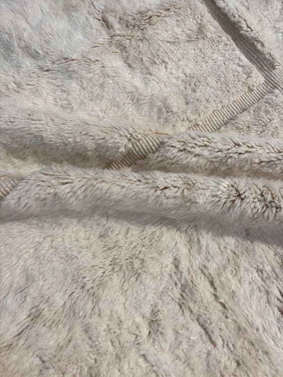 Image 1 of  Moroccan Rug Beni Ouarain Rug Made to Order Handmade Wool Rug Ivory White Shaggy Berber Rug Minimalist Boho Living Room Rug