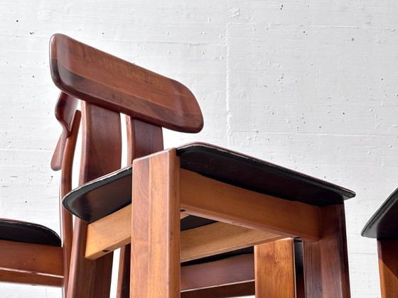 Image 1 of Ensemble de 4 chaises de salle à manger Sapporo en noyer, conçues par Mario Marenco pour Mobil Girgi, Italie, années 1970