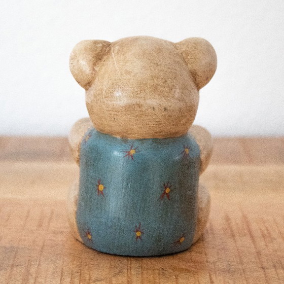 Image 1 of Orsetto di peluche in legno, decorazione vintage per la cameretta.