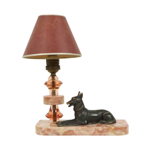 French Art Deco Dog Table Lamp