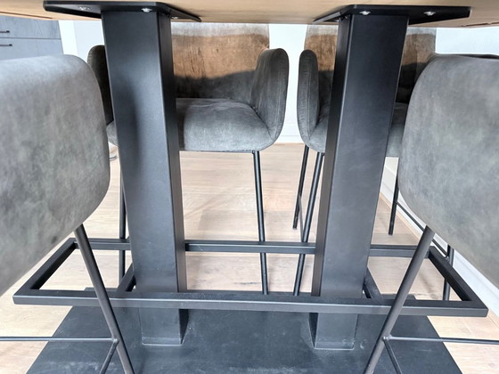 Tavolo da pranzo alto con piano in rovere e base in metallo – Table du sud, Tavoli da pranzo, polished steel (photo 3 of 5)
