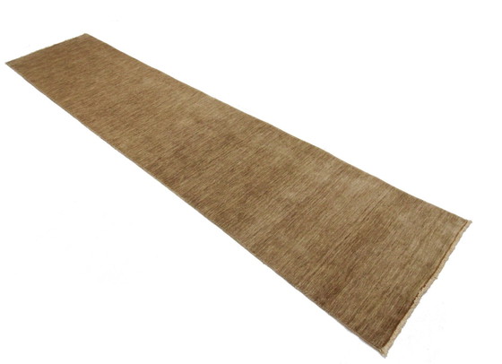 Image 1 of Tapis moderne Gabbeh Loom Unicolore noué à la main 342 X 75 cm Nouveau tapis