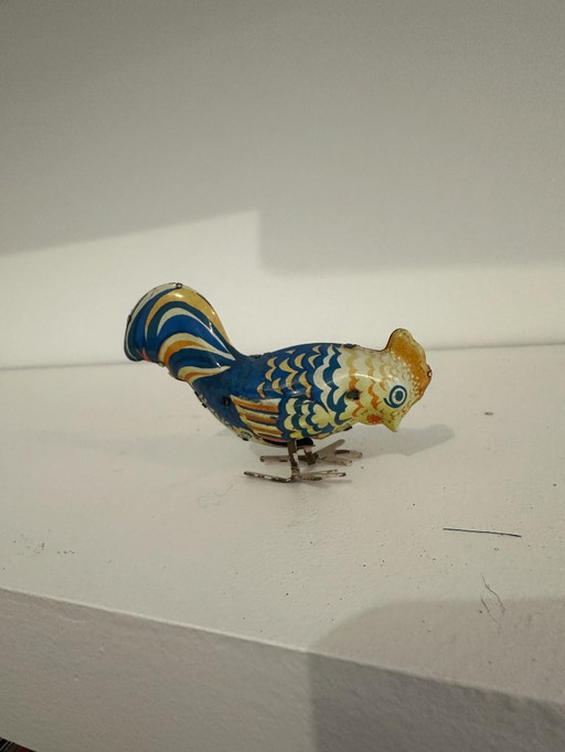 Jouet ancien en tôle – Oiseau mécanique coloré – Années 1950/60