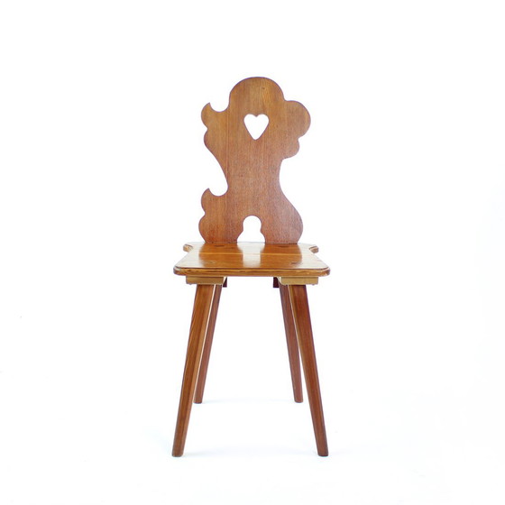 Image 1 of Folk Style Dining Chair In Wood, Czechoslovakia 1973