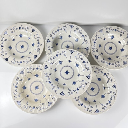 Satz von 6 "Finlandia" Suppentellern von Myott, England, 1980