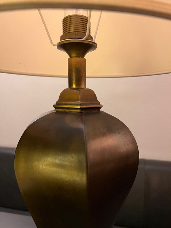 Image 1 of Sculptural mid-century Kullmann table lamp (c. 1965–1975) — sand-cast, large size, beautiful patina