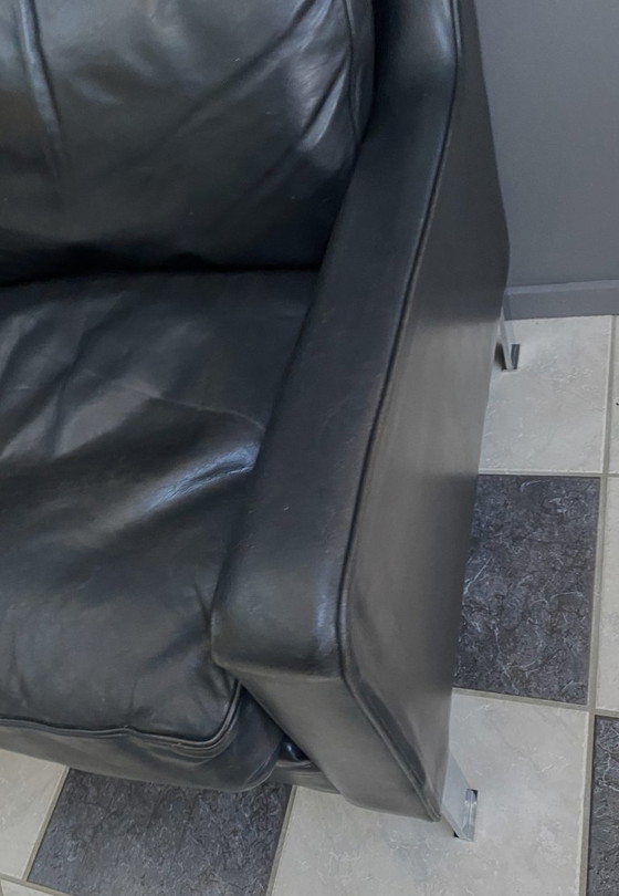 Image 1 of black leather Tecta 3-seat sofa by Hans Konecke 1960s 