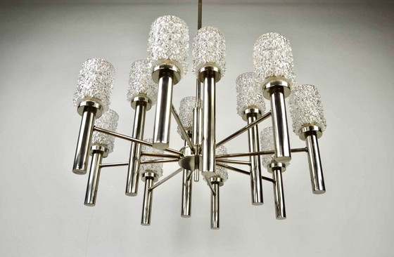 Image 1 of 1960s Vintage Chroom Kroonluchter Paolo Venini Stijl