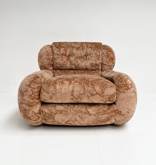 Poltrona XL in velluto italiano, anni '70