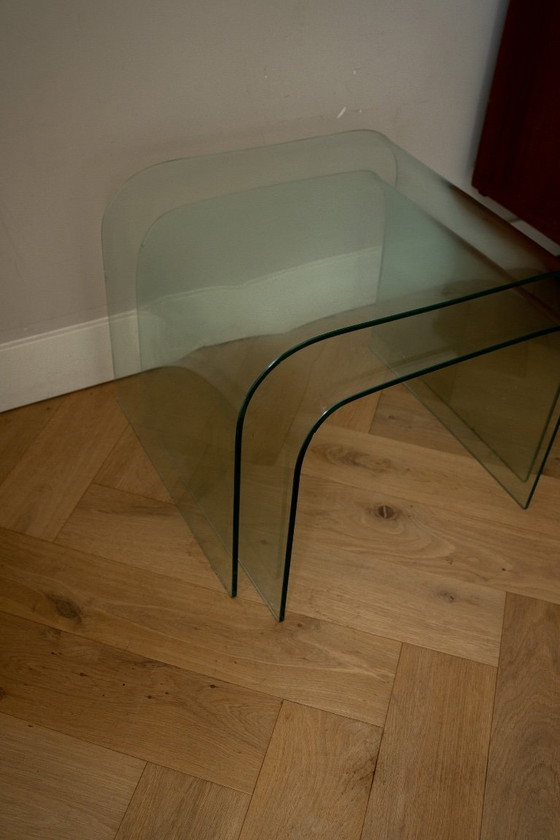 Ensemble de 2 tables basses vintage en verre effet cascade – Tables d'appoint, Glass (photo 10 of 11)