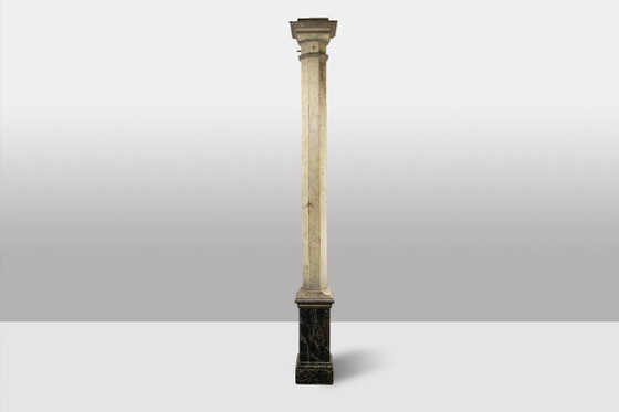 Image 1 of Pair of columns in wood painted to imitate marble. 1880s.