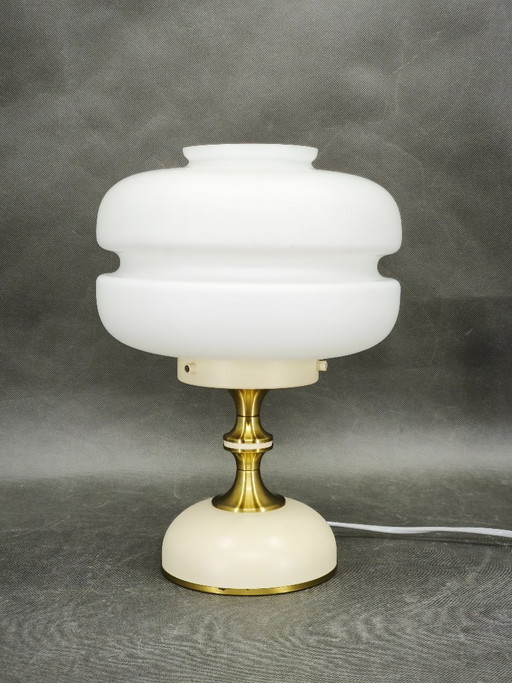 Lampada da tavolo in vetro opalino Napako, Cecoslovacchia, anni '70